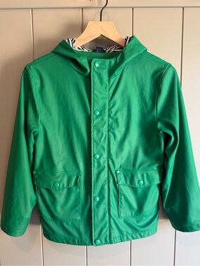 Mini Boden Kids' Waterproof Fisherman's Hooded Rain Jacket Vibrant Green 8-9y